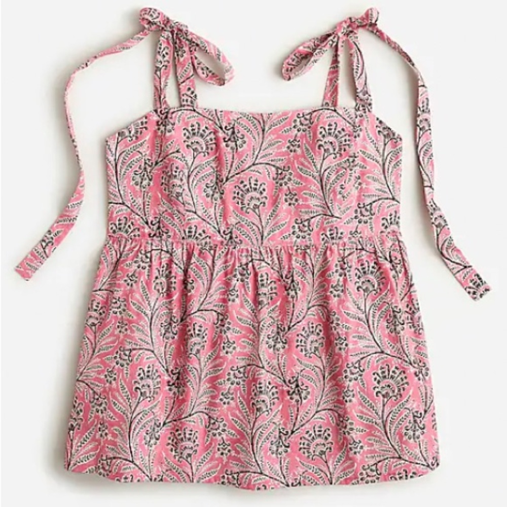 J.Crew Tie-shoulder tank top in Ratti coral vines